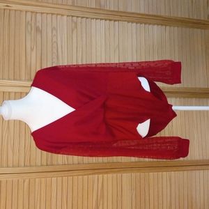 ❤💥❣ Shein Curve red body suit sheer sleeves size 3x EUC